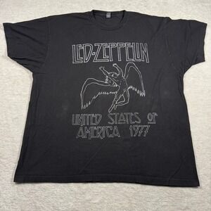 Led Zeppelin USA 1977 Tour Graphic T-Shirt Black Tultex XXL Mens Classic Rock